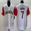 2023 World Cup Mexico #7 Julio Urias white red majestic baseball jerseys 110