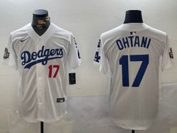 2024 World Series Los Angeles Dodgers #17 Shohei Ohtani white majestic baseball Jersey 01