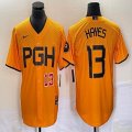 Nike Pittsburgh Pirates #13 Ke'Bryan Hayes gold majestic baseball jerseys city version-BD 01