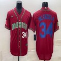 2023 World Cup Mexico #34 Fernando Valenzuela red blank majestic baseball jerseys 11