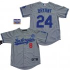 Youth Nike Los Angeles Dodgers #8 and #24 Kobe Bryant gray 2020 Dodger World Series Champions majestic mlb jersey