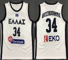 Greek national team #34 Giannis Antetokounmpo G White basketball jerseys-LC