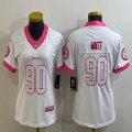 Women Nike Pittsburgh Steelers #90 T. J. Watt white Color Rush Limited Jersey-BD