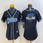 Women Nike Carolina Panthers blank dark blue baseball jerseys Joint name-BD 01