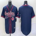 Nike Cleveland Indians blank blue majestic baseball jersey Joint name-BD 01