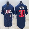 2023 World Cup #30 Kyle Tucker blue USA majestic baseball jerseys 06