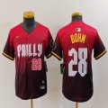 Youth Nike Philadelphia Phillies #28 Alec Bohm red majestaic baseball jersey city version 01