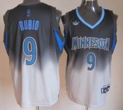 Minnesota Timberwolves #9 Ricky Rubio Black Grey NBA Revolution 30 Jerseys