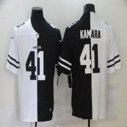 Orleans Saints #41 Alvin Kamara black white Split Color Rush Limited Jersey-BD