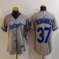 Women Nike Los Angeles Dodgers #37 Enrique Hernandez gray majestic baseball jerseys 03