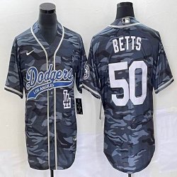 Nike Los Angeles Dodgers #50 Mookie Betts gray camo majestic baseball Jerseys Joint name -BD 02