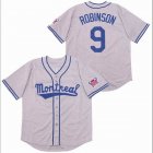 Throwback 80's Montreal Jackie Robinson #9 gray Baseball Jerseys -SG