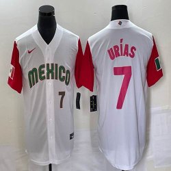 2023 World Cup Mexico #7 Julio Urias white red majestic baseball jerseys 47