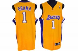 Los Angeles Lakers 1# OBAMA yellow jersey