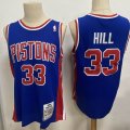 Detroit Pistons 33# Grant Hill blue throwback nba jersey-LC