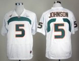 Nike Miami Hurricanes 5# Andre Johnson White College Football Jersey