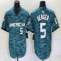 American League Texas Rangers #5 Corey Seager Nike Teal 2023 MLB All-Star Game Jersey