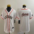 Youth Nike Houston Astros blank beige baseball jerseys -BD 05