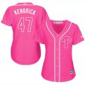 2017 Women Philadephia Phillis #47 Kendrick pink majestic mlb jersey