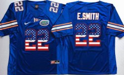 Florida Gators #22 E.SMITH Blue USA Flag college football Jerseys