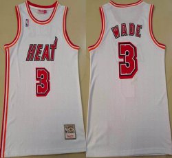 Miami Heat #3 Dwyane Wade white throwback nba basketball jersey