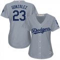 Women Los Angeles Dodgers #23 Adrian Gonzalez gray majestic baseball jersey