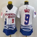 Youth Puerto Rico #9 Baseball Javier Báez White 2023 World Baseball Classic Replica Player Jersey 02