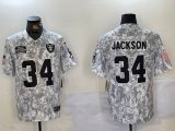 Las Vegas Raiders 34# Bo Jackson Nike Arctic Camo 2024 Salute to Service Limited Jersey