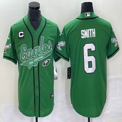 Nike Philadelphia Eagles #6 DeVonta Smith Green baseball jerseys Joint name C patch-BD 01