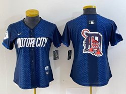 Youth Nike Detroit blank blue Majestic baseball jerseys city version 04