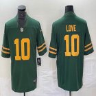 Packers #10 Jordan Love Green Yellow Nike Color Rush Limited Jersey