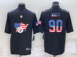 Nike Pittsburgh Steelers #90 T. J. Watt black Color Rush Limited Jerseys United States map-BD