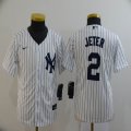 Youth Nike New York Yankees 2# Derek Jeter White majestic baseball Jerseys-BD