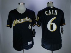 Milwaukee Brewers #6 Lorenzo Cain dark blue Flexbase Authentic Collection Jersey