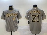 Nike Pittsburgh Pirates #21 Roberto Clemente gray majestic baseball jerseys -BD