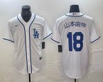 Nike Los Angeles Dodgers #18 Yoshinobu Yamamoto white MLB baseball Jersey Joint name -BD