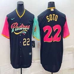 Nike San Diego Padres #22 Juan Soto black red green majestic baseball jerseys 03