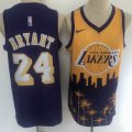 Nike Los Angeless Lakers #24 Kobe Bryant purple Yellow basketball Jersey -LD