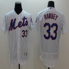 2016 New York Mets #33 Matt Harvey White Blue Strip elite baseball Jerseys-1