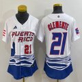 Youth Puerto Rico Baseball #21 Roberto Clemente White 2023 World Baseball Classic Replica Player Jersey