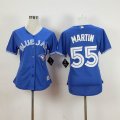 women Toronto Blue Jays #55 Russell Martin Blue MLB baseball Jerseys