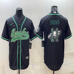 Nike Eagles #11 Carson Wentz black MLB Baseball jersey Joint name-BD