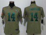 Women Nike New York Jets 14 Darnold Olive Salute To Service Limited Jersey