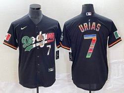 Nike Los Angeles Dodgers #7 Julio Urias black majestic baseball jersey Color font-BD 07