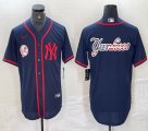 Nike New York Yankees blank blue MLB baseball Jersey Joint name big logo -BD 33