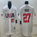 2023 World Cup #27 Mike Trout white USA majestic baseball jerseys 06