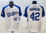 Nike Los Angeles Dodgers#42 Jackie Robinson white blue basketball baseball Jerseys 03