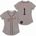 Women Detroit Tigers #1 Jose Iglesias gray majestic mlb jerseys