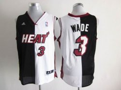 Adidas Miami Heat #3 Dwyane Wade Black White NBA Split Jerseys