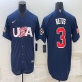 2023 World Cup #3 Mookie Betts blue USA majestic baseball jerseys 07